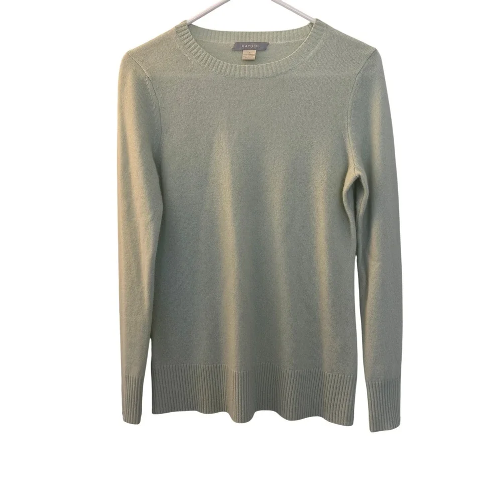 Hayden Cashmere Sweater Womens Small Mint Green Crew Neck Long Sleeve Pullover